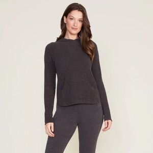 Barefoot Dreams. CozyChic Ultra Lite Hooded Pullover in Carbon. Size Large.
